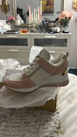 Michael Kors Pink Monogram Wedge Sneakers