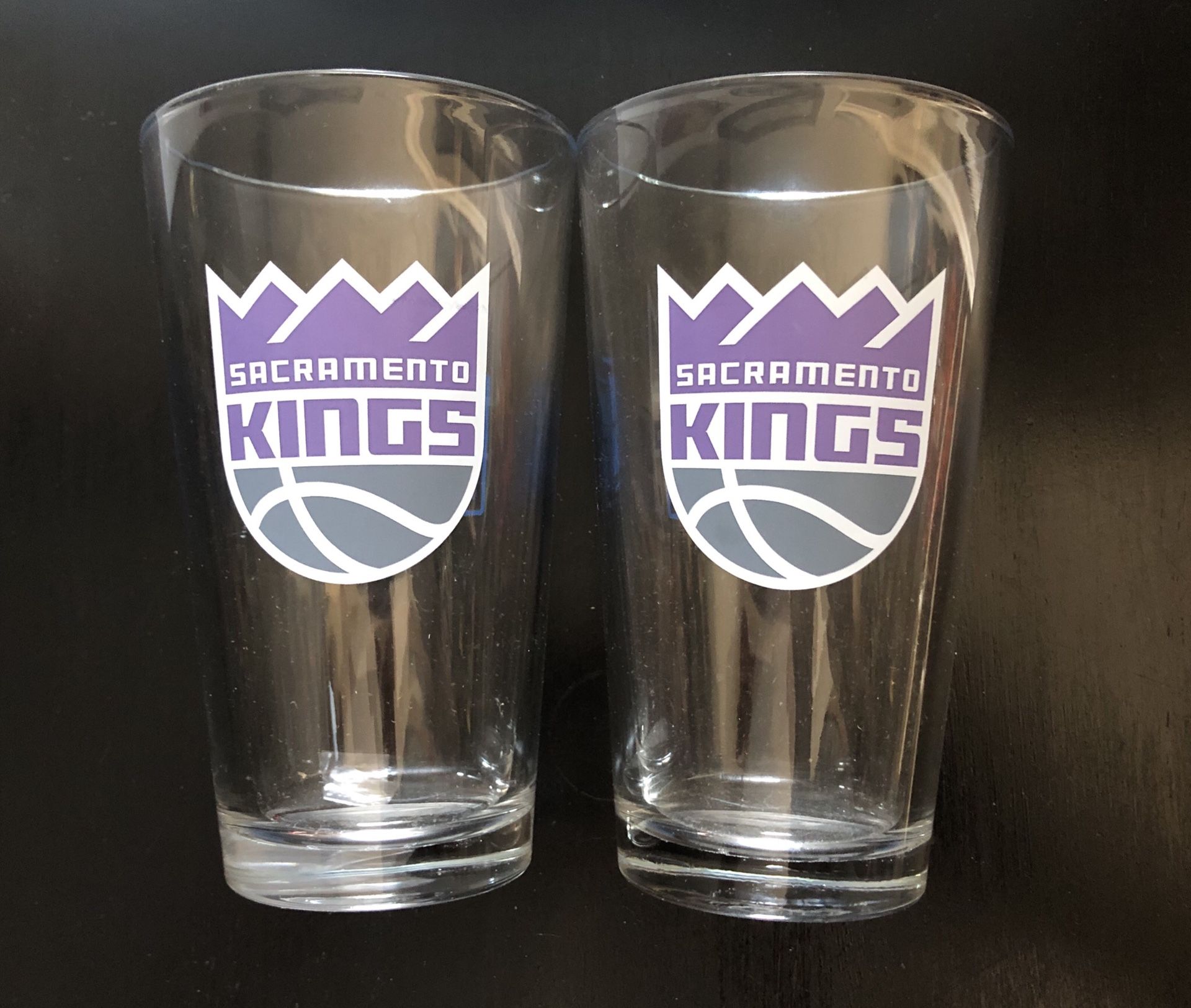 Sacramento Kings NBA Basketball Pilsner Beverage Drink Glasses (2) - BRAND NEW!!