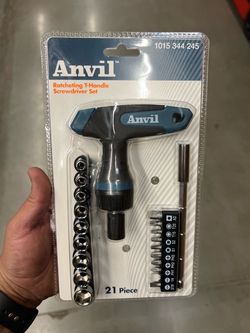 Anvil Ratcheting T-Handle Screwdriver Set 21-Piece