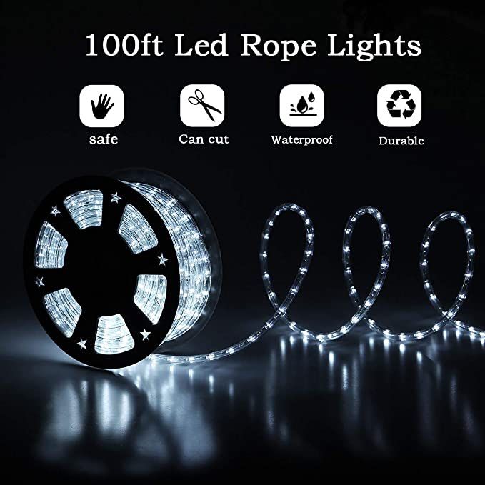 Brand New 100 feet LED Rope Light Indoor Outdoor Waterproof Cuttable (5 colors to choose)