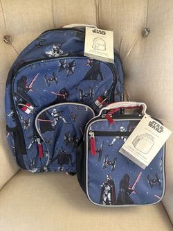 NEW Pottery Barn Kids Star Wars Mackenzie Stormtroopers Kylo Ren Backpack (Large) and Lunchbox Set