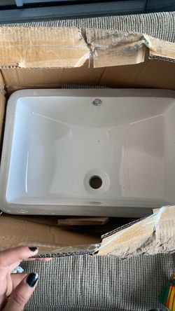 White Rectangular Undermount Bathroom Sink