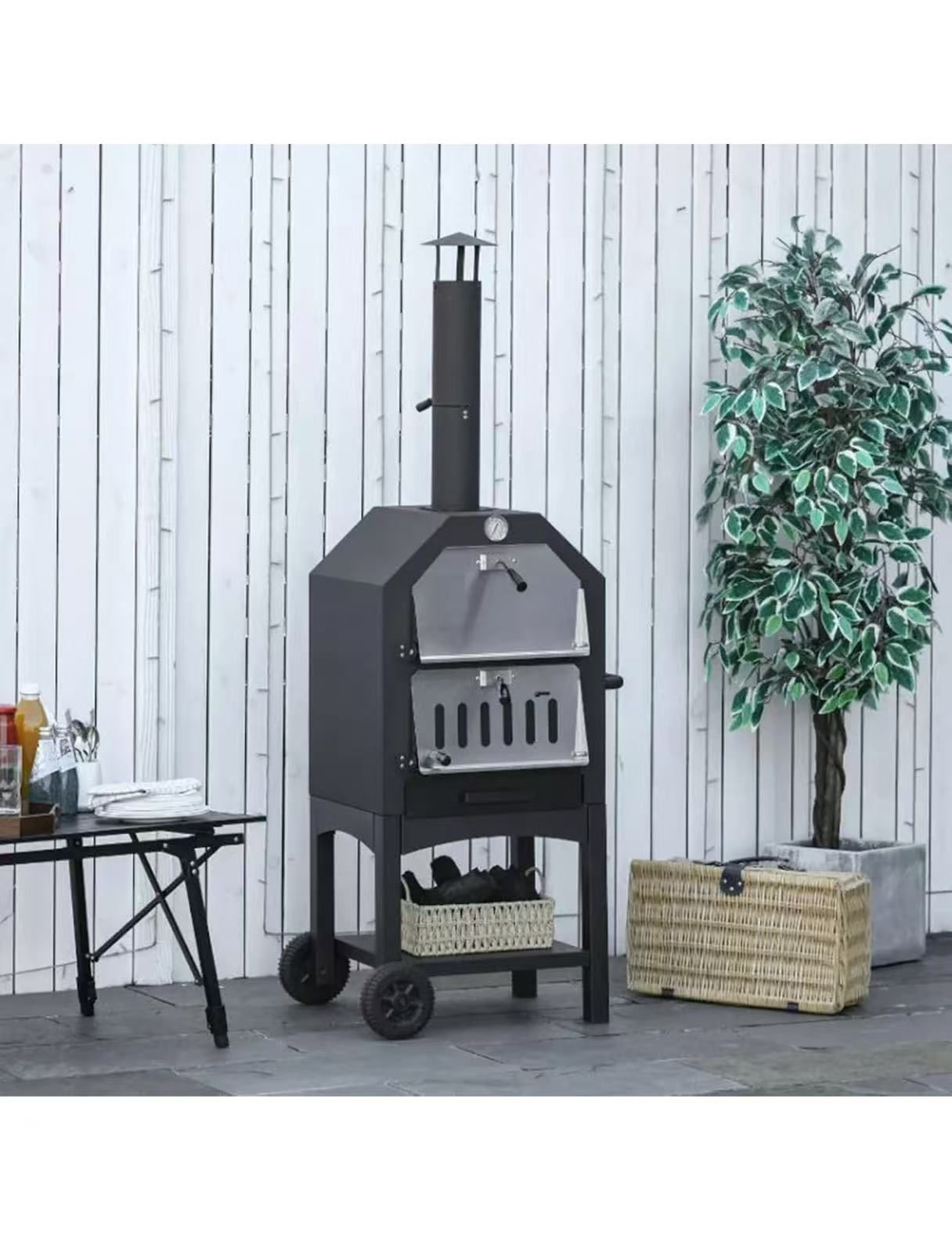 Pizza Oven Outdoor - Wood Fired Pizza Oven with Pizza Stone 