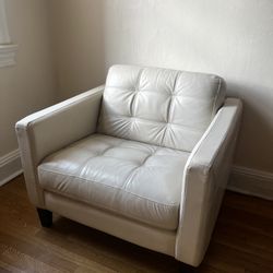 Off White Faux Leather Sofa Chair 