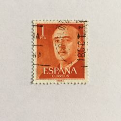 Stamp Spain 1955 1Pta General Franco Franked Postage Stamp