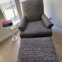 Parisian Themed Lounge Chair With Ottoman