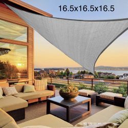 Sun Shade Sail, 16.5x-16.5x16.5 Triangle Shades for Outdoor Patio Pergola Cover Sunshade Sails