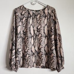 Women's Brown Long Sleeve Blouse Size L