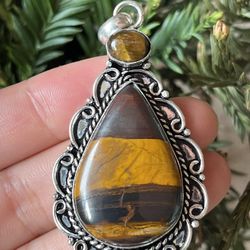925 Silver overlay Tiger Eye Pendant 