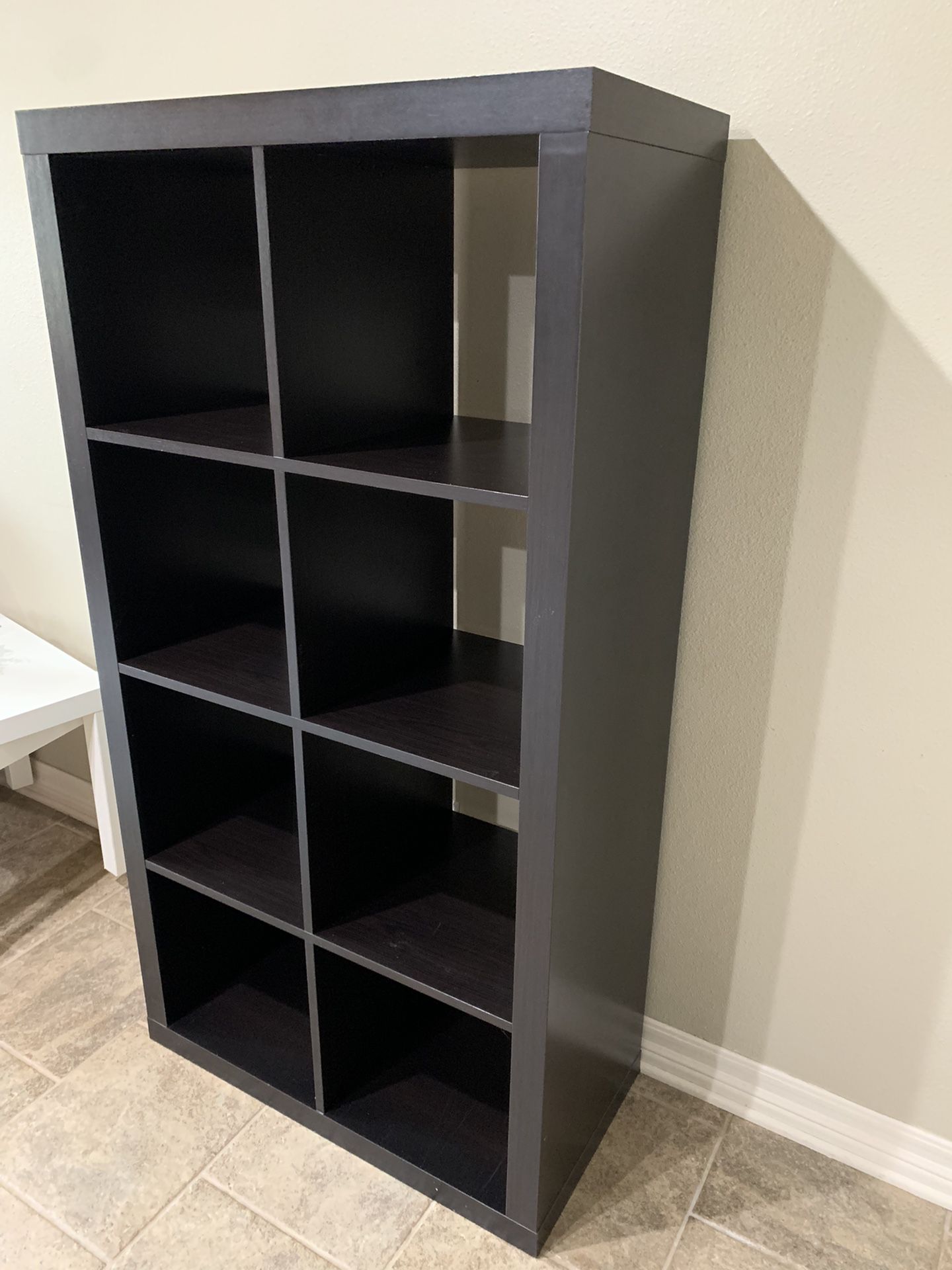 Ikea Kallax bookshelf, brown, 8 cubes, cubic shelf, cubic organizer