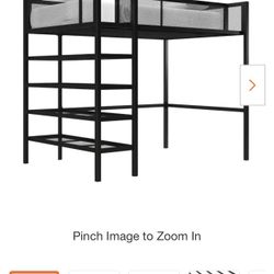 Twin Size Loft Bed With Bookshelf 