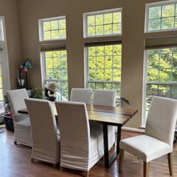 6 RH Hudson Parsons Linen Dining Chairs 