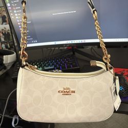 White Coach Teri Shoulder Purse 