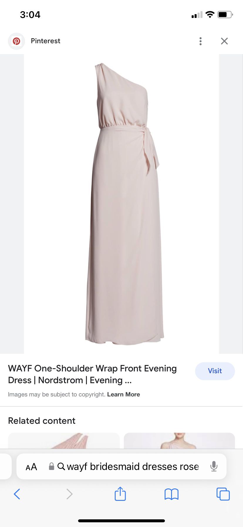 WAYF Bridesmaid Dress Rose Blush Size 6, Bought From Nordstrom! 