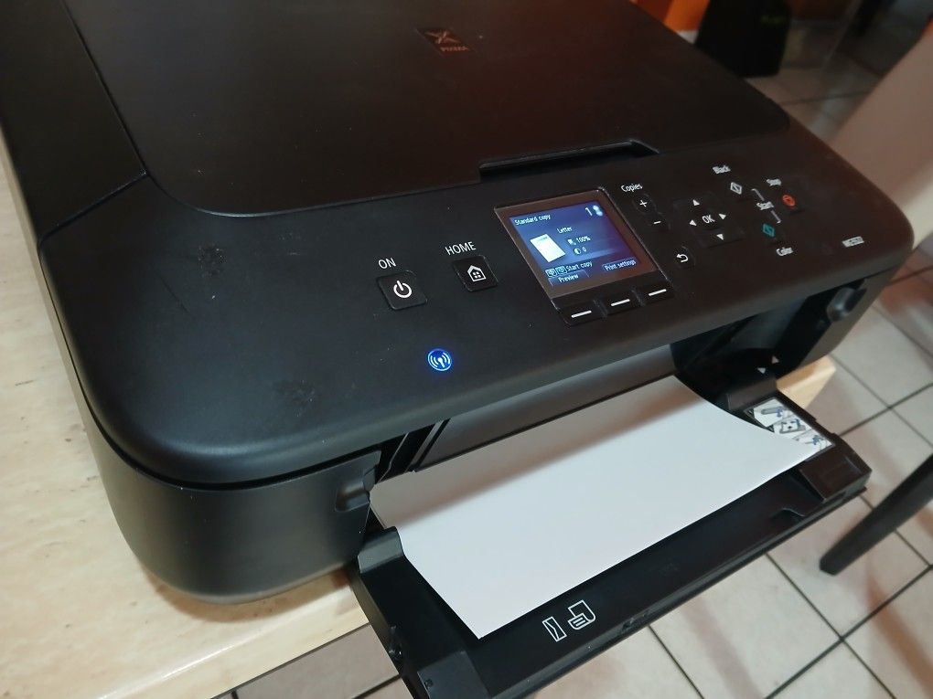 Printer works Good,  Cannon All in 1. Wireless, Copier, Scanner, Good Inks Black & Color, Paper inc