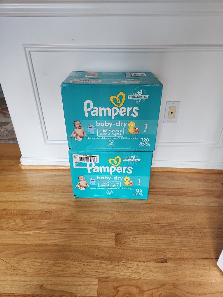 240 Pampers Diapers Infant Size 1 Factory Sealed