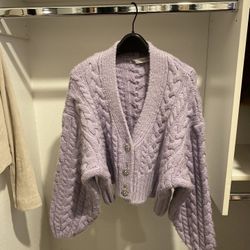 Zara Purple Thick Sweater Cardigan 