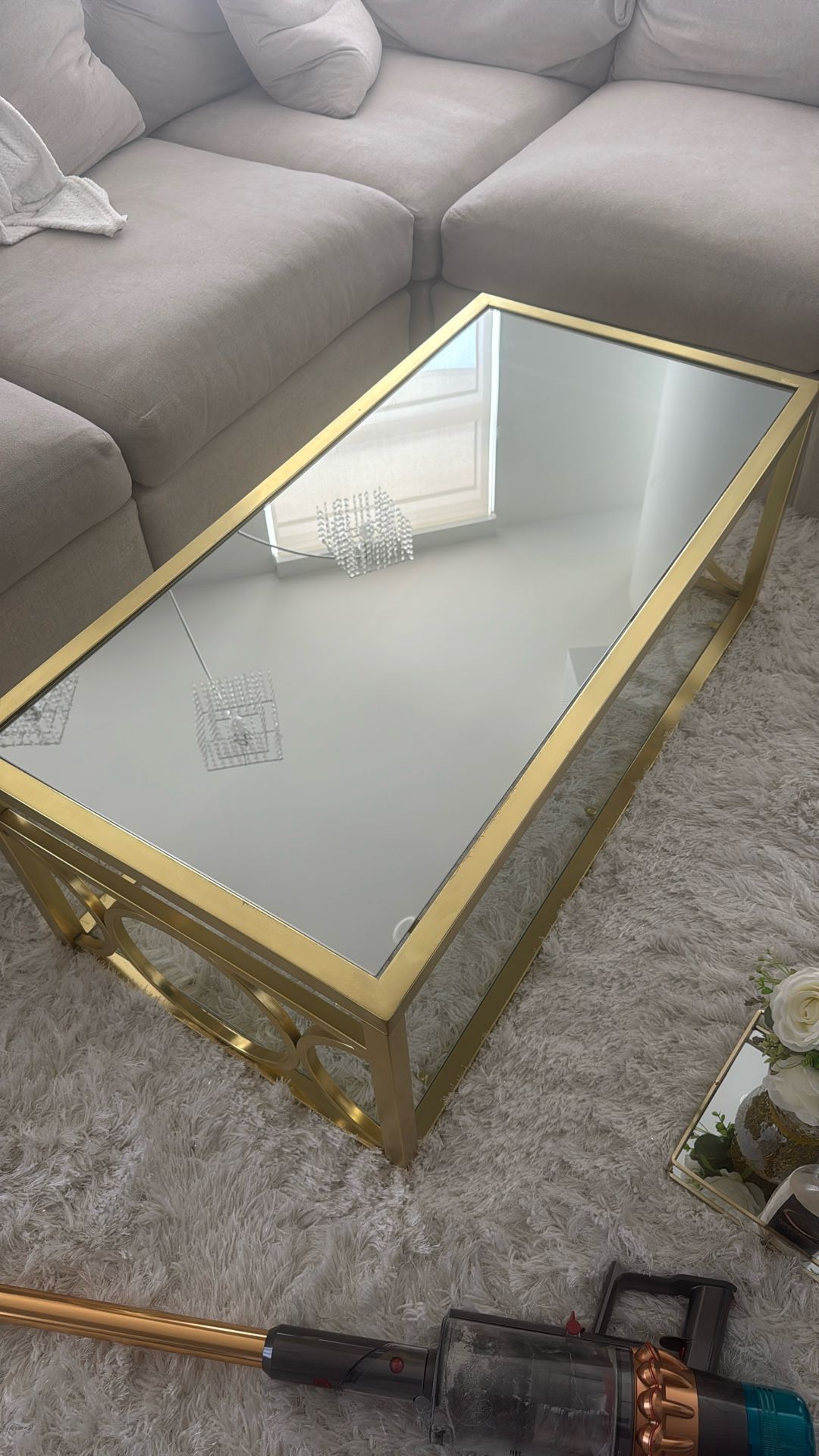 Gold And Glass Coffee Table