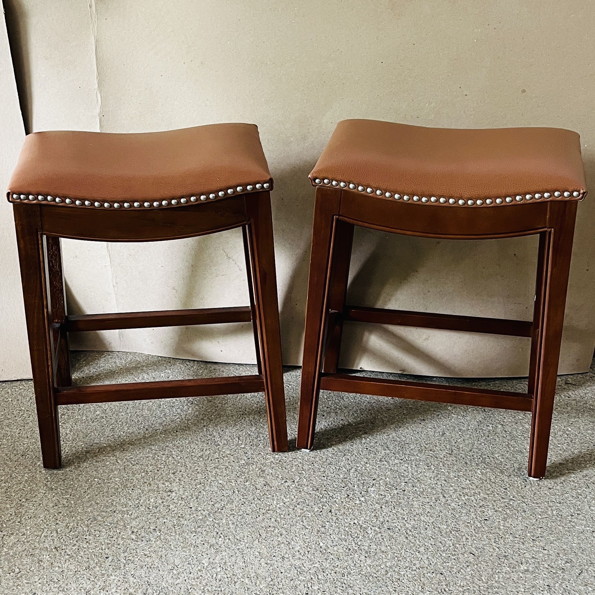 Counter Stools Leather Saddle Seat 24” H