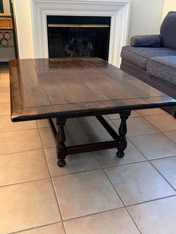 Dark Wood Drop-Leaf Coffee Table