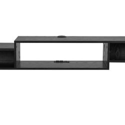 Floating TV Stand 59 inch, Wall Mount Entertainment Center with Power Outlet & Cable Management, Modern TV Shelf with Storage for Media Devices, Black