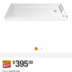 ✨️ DreamLine SlimLine 60 in. x 36 in. Single Threshold Shower Pan Base in White with Right Hand Drain W6602