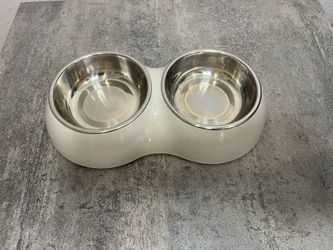 SMALL DOUBLE PET BOWLS-ABOUT 10” LONG