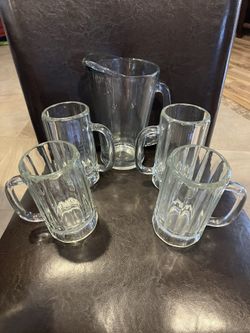 Beer,lemonade Or Tea Pitcher And Mugs