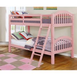New! Twin/Twin Pink Wood Bunk bed *FREE DELIVERY*