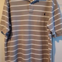 Polo Ralph Lauren Black Label Shirt  Gray White Striped Spring Summer Golf 2XLT