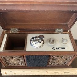 Vintage Radio Table Lighter Wood Box 