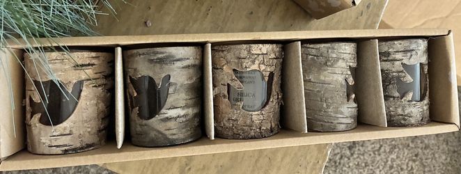 5 Birch Bark Votives/Shot Glasses