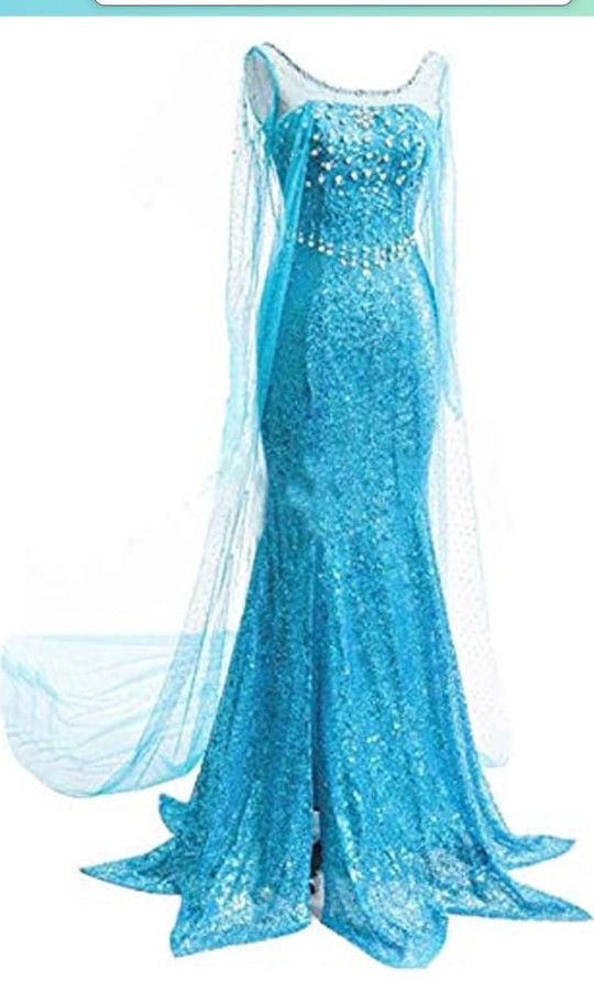 Frozen Elsa Women Princess Dress Costume Adult Fancy Party Role Play Outfits Halloween Cosplay