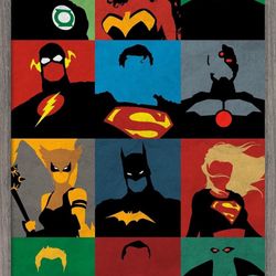 DC COMICS JUSTICE LEAGUE MINIMALIST POSTER 22x34 SUPERMAN BATMAN WONDER WOMAN NIP