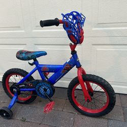Boys 14” Wheel Bicycle Spiderman Edition W Training Wheels Ready To Ride
