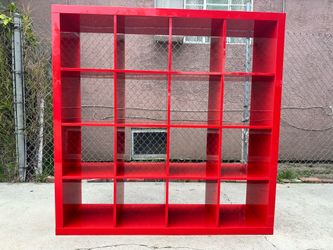 Red high gloss bookcase shelf unit open storage bookshelf