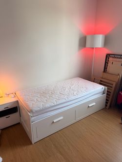 IKEA White Daybed w/ two (2) twin mattresses, medium firm like New