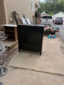Black Wooden 4 Drawer Dresser, by Home Meridian, 40w, 18 deep, 46, hi, $50