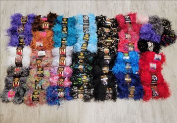 HUGE 7lb of Lot 55+ Skeins Lion Brand Fun Fur & Fancy Fur Yarn + Eyelash Yarn Bonus Extras!