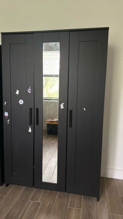 IKEA 3 Door black wardrobe with Mirror