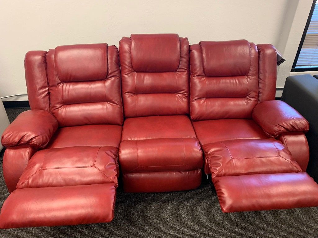 💥💥 Ashley Red Salsa Reclining Sofa Couch 