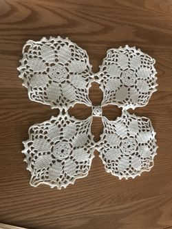 Hand crocheted doily 10 inch square