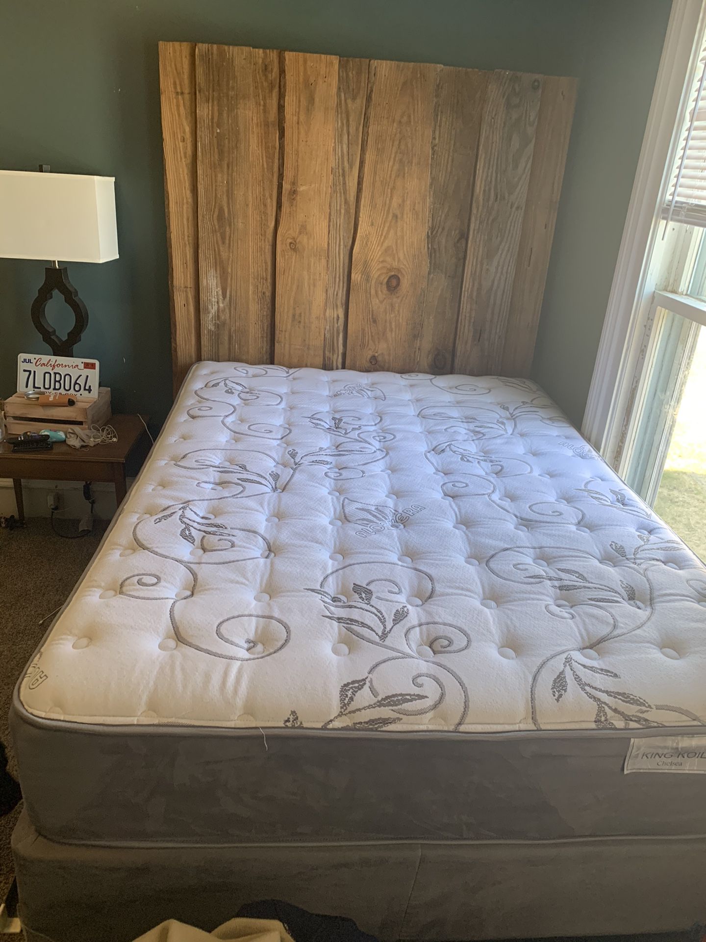 Aloe Vera infused pillow top full size mattress and box spring