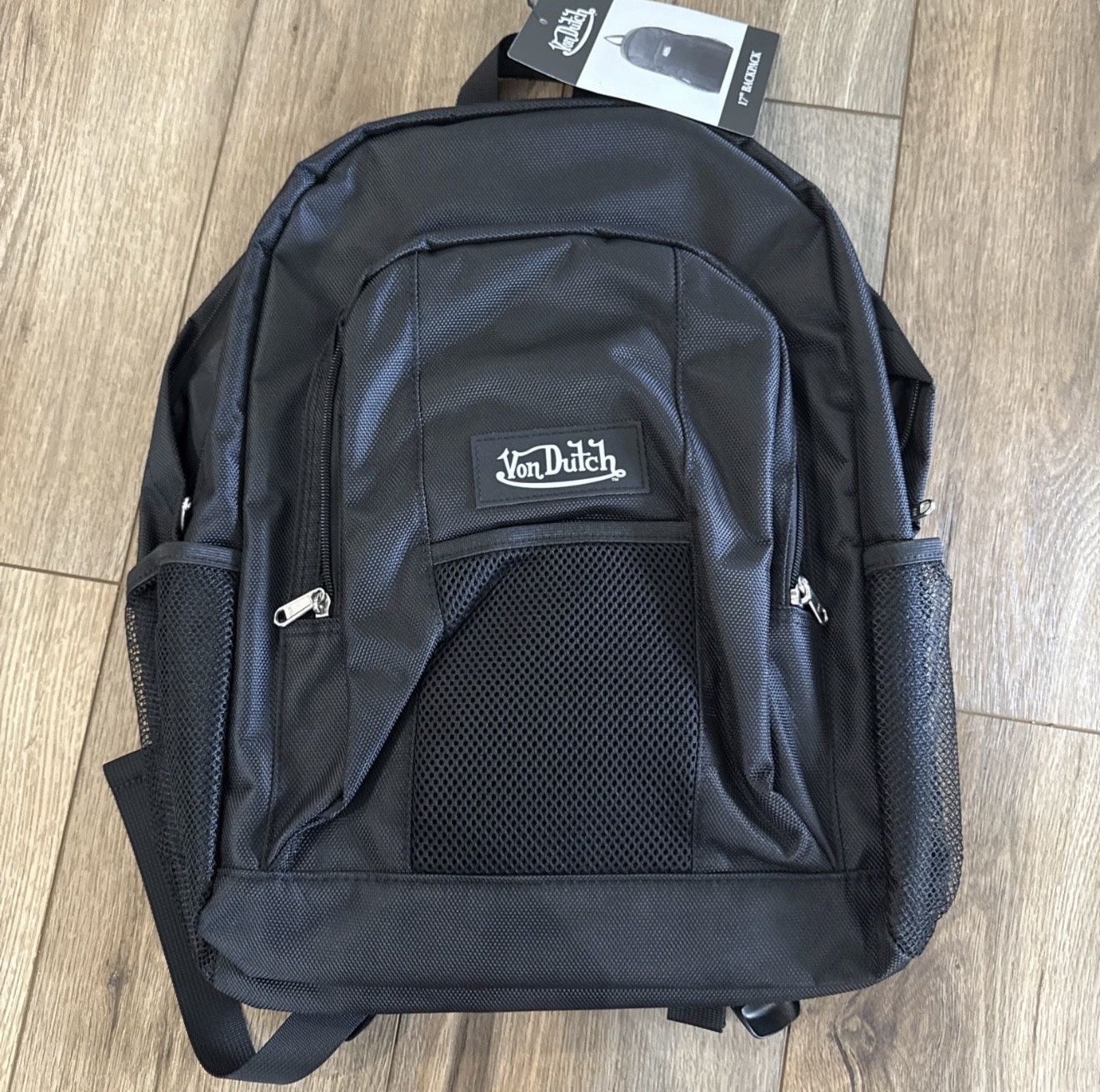 NWT Von Dutch Black Backpack With Computer Sleeve