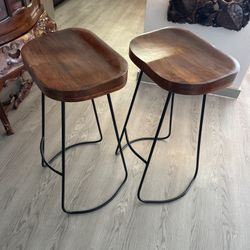 Modern Solid Wood Bar Stools – Pair