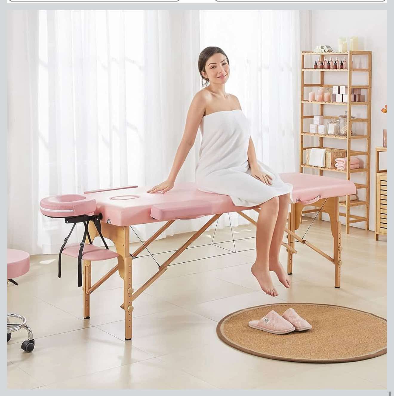 Massage Table Portable Lash Beds Spa Bed Couch Foldable Spa Tables Adjustable , Pink Q-2