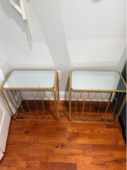 Set of 2 Gold End Tables