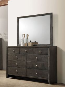 Mod Grey 9 Drawer Solid Wood Dresser! Brand New!