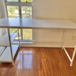 Computer Desk White with Shelves