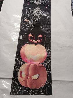 Halloween Table Runner with Pumpkins and Spiders